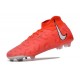Tacos de Fútbol Nike Phantom Luna Elite FG Carmesí Vivo Blanco