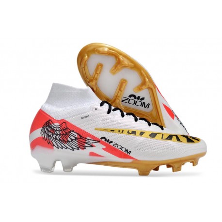 Nike Air Zoom Mercurial Superfly 9 Elite FG MR Blanco Rojo Oro