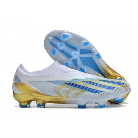 Bota de fútbol X Crazyfast.1 Laceless Blanco Azul Oro
