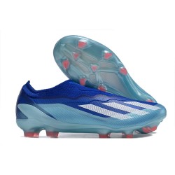 Bota de fútbol X Crazyfast.1 Laceless Royal Vivo Blanco Sola Rojo