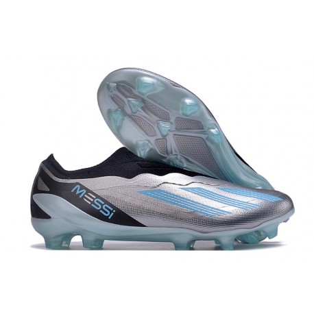 Bota de fútbol X Crazyfast.1 Laceless Plateado Met Azul Felicidad Negro