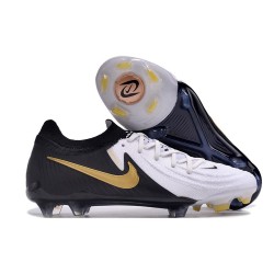 Tacos Nike Phantom Luna II Elite FG L Blanco Negro Mtlc Dorado Moneda