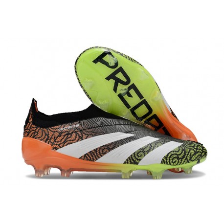 Zapatillas adidas Predator Elite Laceless FG Negro Blanco Naranja Verde