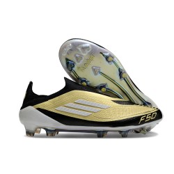 Botas de Fútbol adidas F50 Elite LL FG Dorado Met Negro Blanco