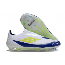 Botas de Fútbol adidas F50 Elite LL FG Blanco Amarillo Solar Azul Lúcido