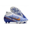 Nike Botas Fútbol Mercurial Superfly 9 Elite AG-Pro Blanco Azul Oro