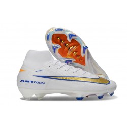Bota de Futbol Nike Mercurial Superfly X Elite FG Blanco Azul Dorado