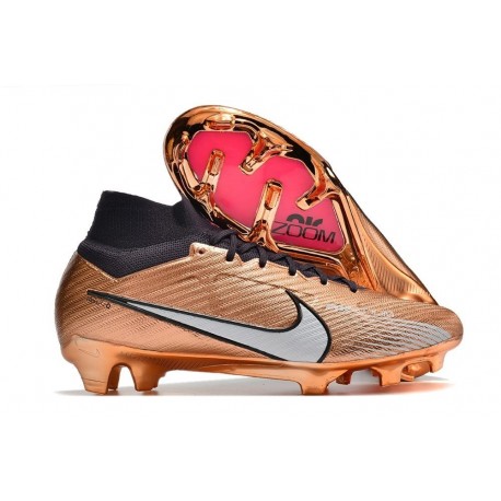 Botas Nike Zoom Mercurial Superfly 9 Elite FG Mbappé Cobre Metálico Blanco Negro