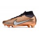 Botas Nike Zoom Mercurial Superfly 9 Elite FG Mbappé Cobre Metálico Blanco Negro