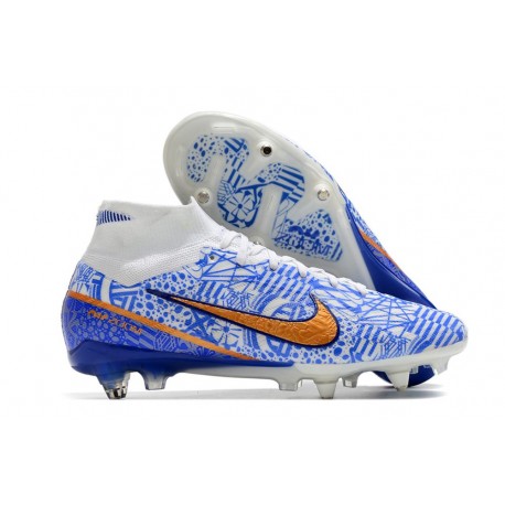 Nike Zoom Mercurial Superfly 9 Elite SG-Pro Blanco Azul Oro