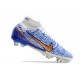 Nike Zoom Mercurial Superfly 9 Elite SG-Pro Blanco Azul Oro